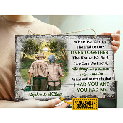 Gardening Old Couple Husband Wife When We Get Custom Wood Rectangle Sign