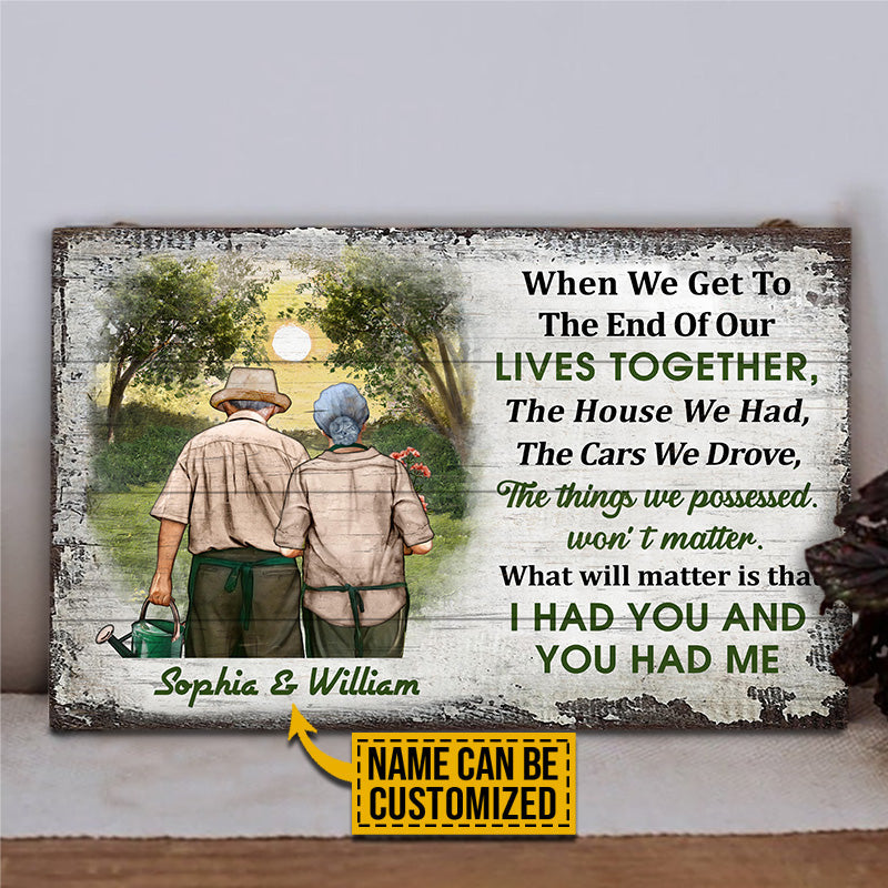 Gardening Old Couple Husband Wife When We Get Custom Wood Rectangle Sign
