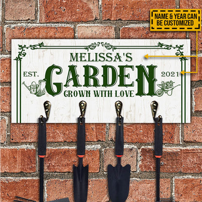 Gardening Tools Rack Grown With Love Personalized Custom Wood Key Holder