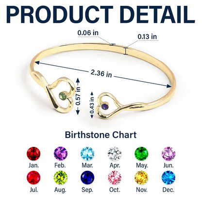 The Love Between Grandmother & Granddaughter - Personalized Gem Heart Cuff Bracelet