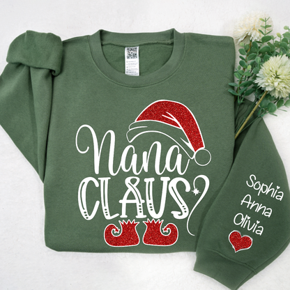 Sparkly Glitter Nana Claus And Kids Personalized CTH01