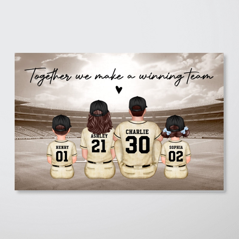 Retro Baseball Family Sitting Personalized Poster