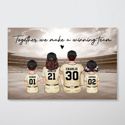 Retro Baseball Family Sitting Personalized Poster