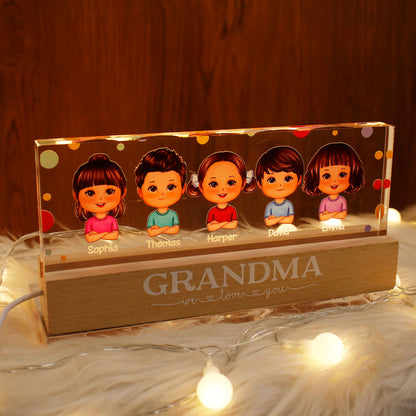 Polka Dot Grandma Mom We Love You Personalized LED Night Light