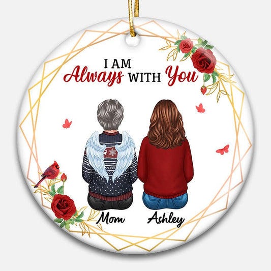 Rose Wreath Cardinal Memorial Family Personalized Circle Ornament
