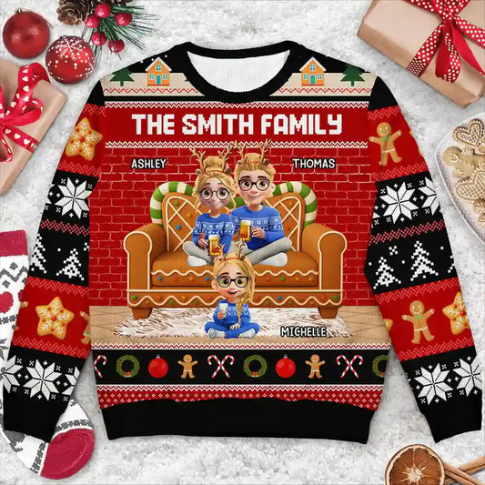 Gingerbread Family - Personalized Unisex Ugly Sweater