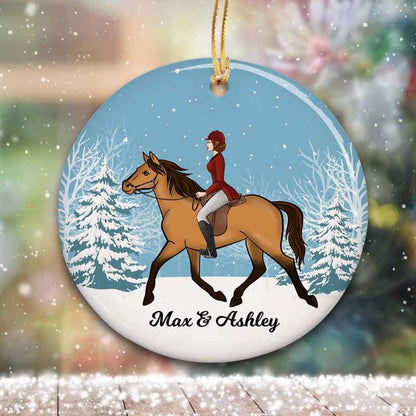 Girl And Her Horse Personalized Christmas Decorative Circle Ornament ornament The Next Custom Gift