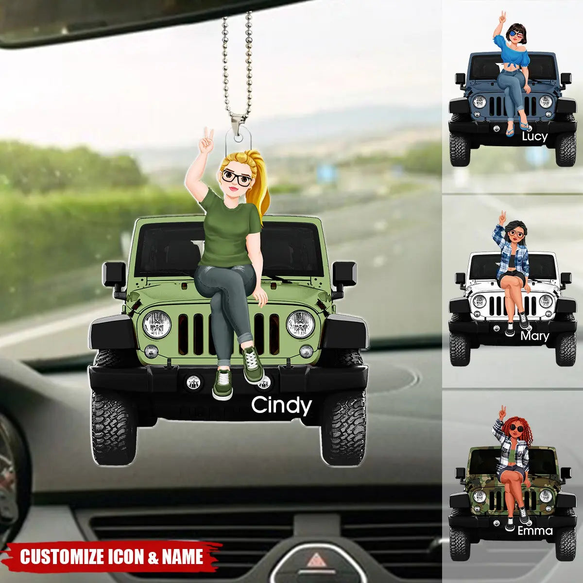 Girl Sitting On Off-road Car - Personalized Acrylic Car Ornament, Gifts For Car Lovers Car Ornament The Next Custom Gift