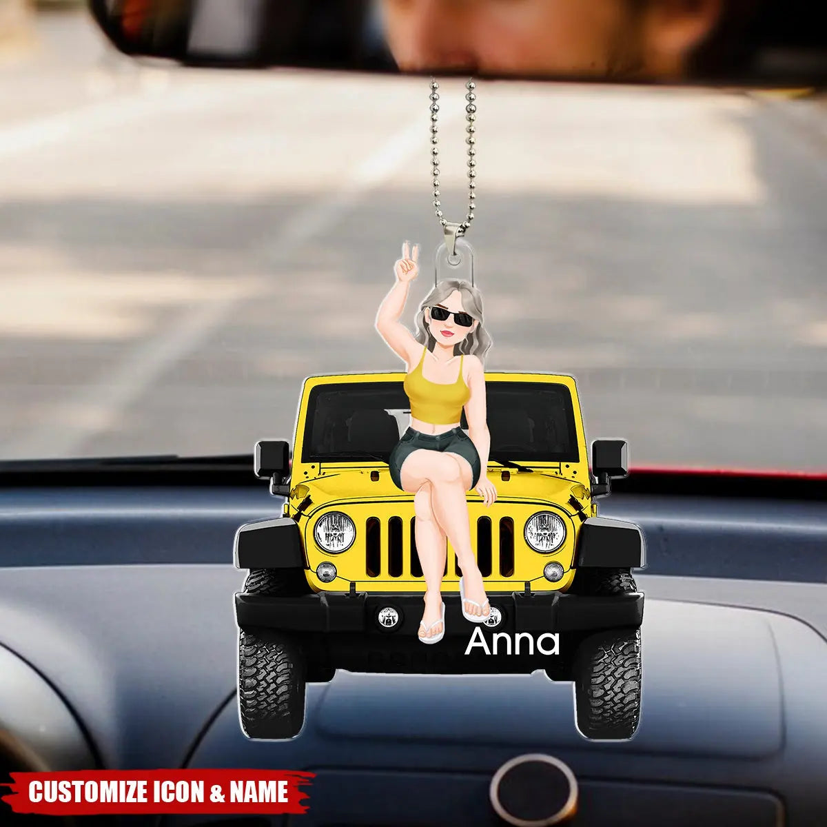 Girl Sitting On Off-road Car - Personalized Acrylic Car Ornament, Gifts For Car Lovers Car Ornament The Next Custom Gift