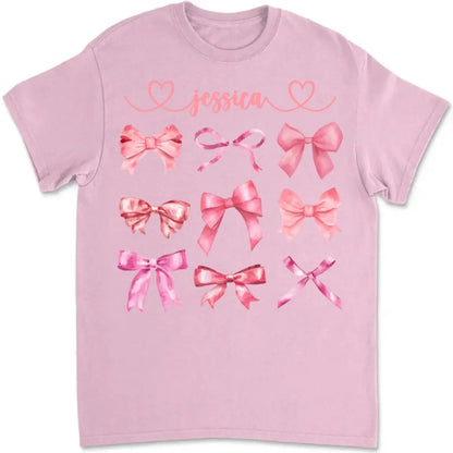 Girls - Coquette Pink Bow - Personalized Unisex T-Shirt (LH) Shirts & Tops The Next Custom Gift