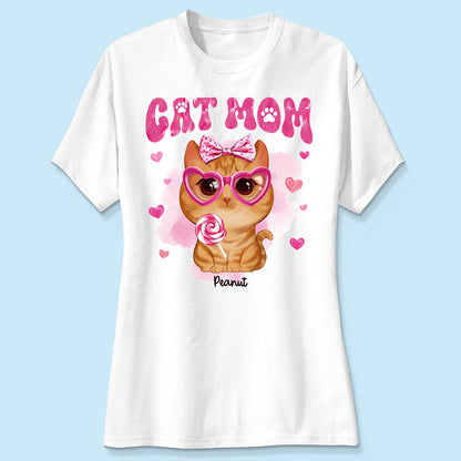 Valentine's Day Watercolor Cute Cats Cat Mom Personalized Shirt, Valentine's Day Gift For Cat Lovers, Cat Moms