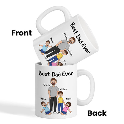 Funny Family Style Dad And Kids Best Dad Ever Personalized Mug