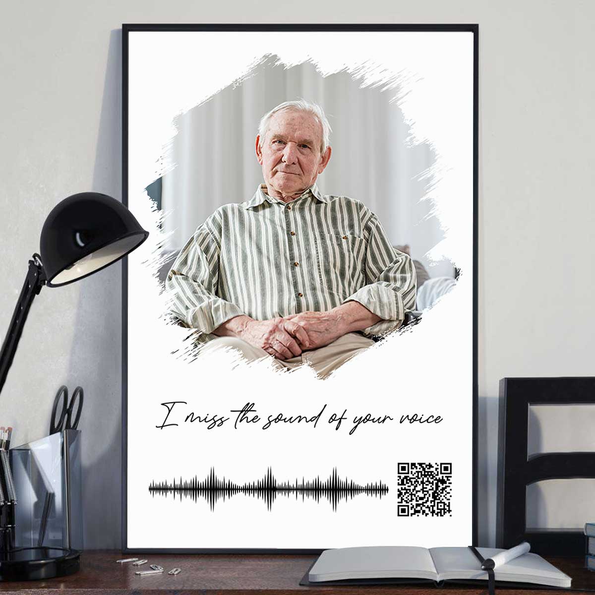 Voicemail Voice Message Scannable QR Code Family Memorial Sympathy Gift Keepsake Personalized Vertical Poster