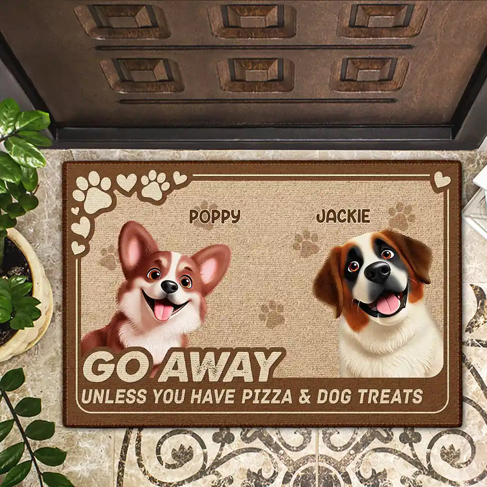 3D Effect Go Away Unless You Have Alcohol And Dog Treats - Personalized Doormat