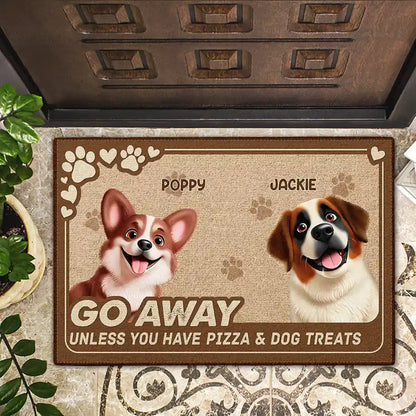 3D Effect Go Away Unless You Have Alcohol And Dog Treats - Personalized Doormat
