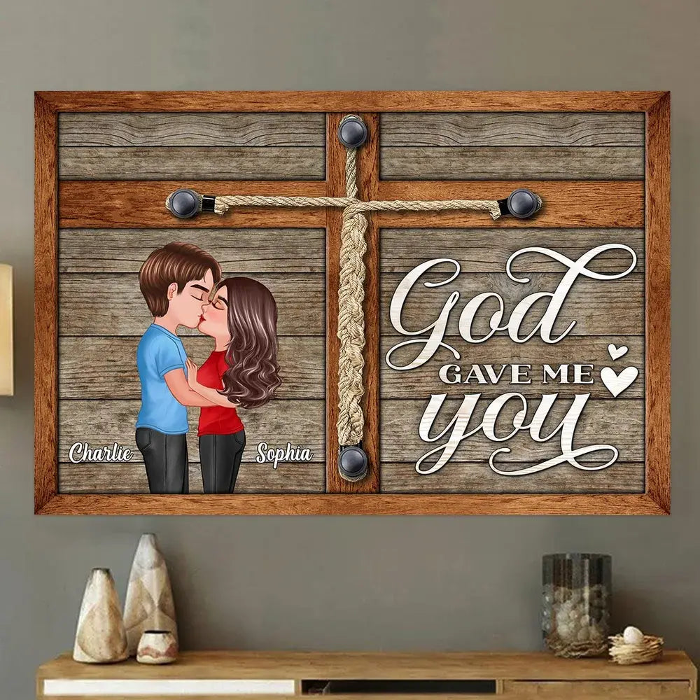 God Gave Me You Kissing Couple Gift For Him Her Personalized Poster Poster The Next Custom Gift