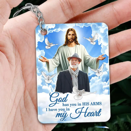 God Has You In His Arms Sky Memorial Sympathy Gift Remembrance Keepsake Photo Inserted Personalized Acrylic Keychain Keychain The Next Custom Gift