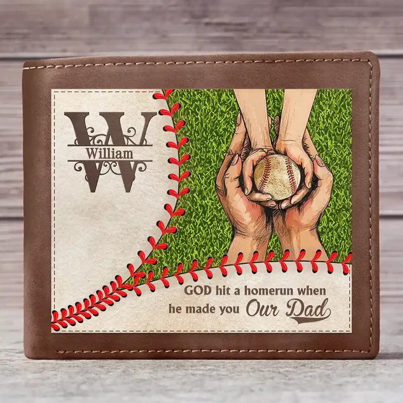 God Hit A Homerun - Personalized Leather Wallet