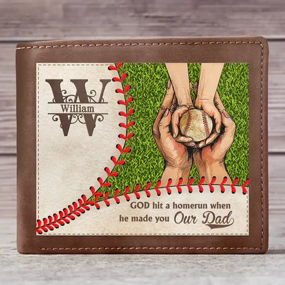 God Hit A Homerun - Personalized Leather Wallet