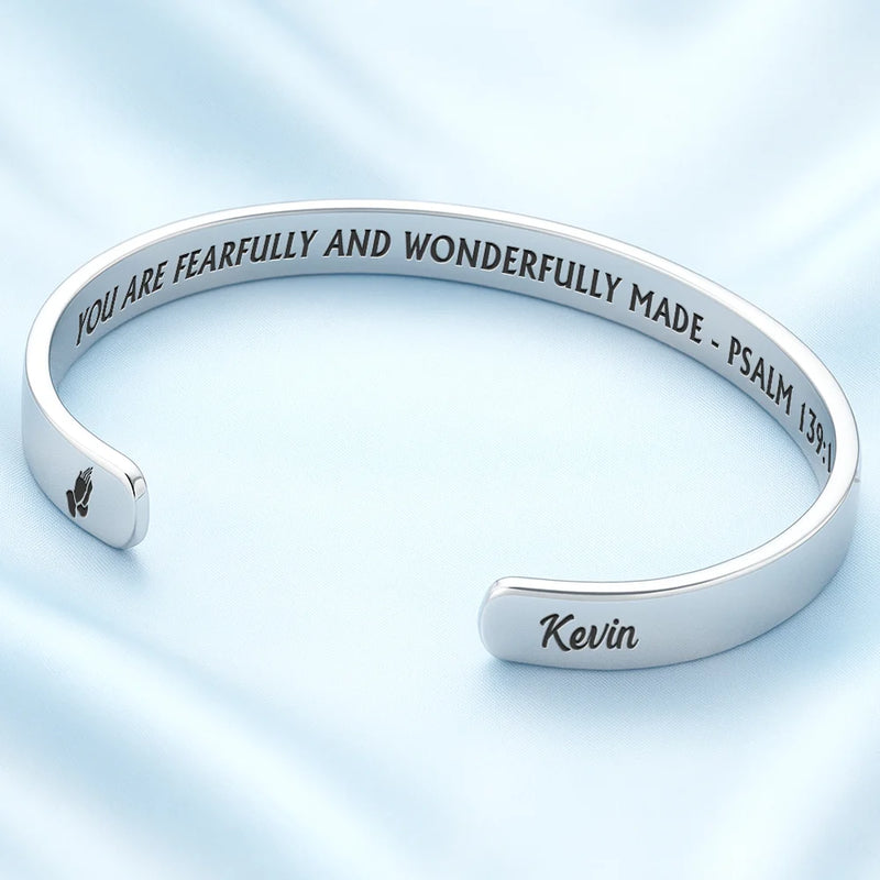 God Is Within Her Bible Verse - Personalized Bangle Bracelet Cuff