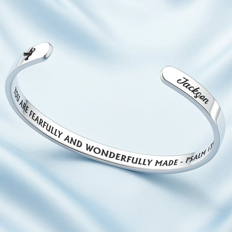 God Is Within Her Bible Verse - Personalized Bangle Bracelet Cuff