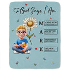 God Says I Am Bible Blanket - Personalized Fleece Blanket