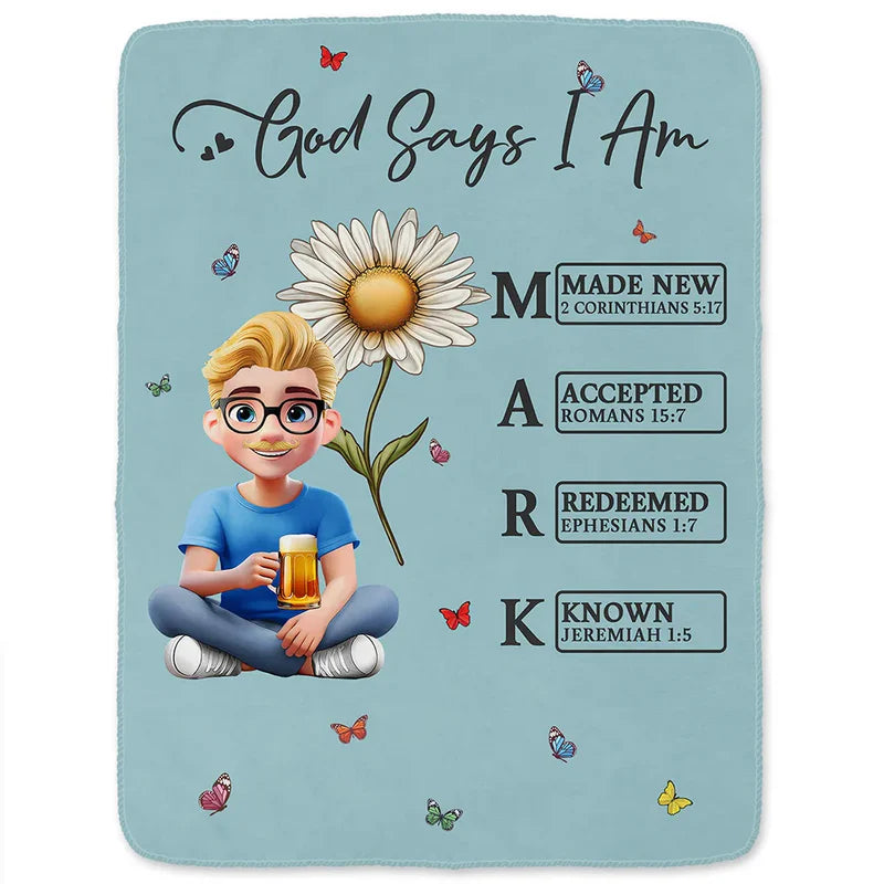 God Says I Am Bible Blanket - Personalized Fleece Blanket