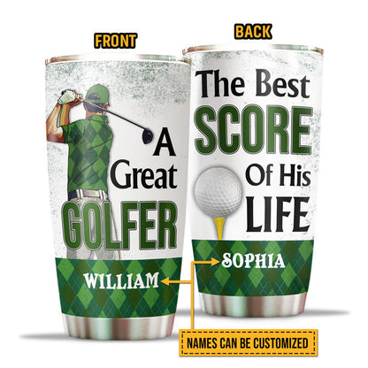 Golf Couple Golfer Best Score Custom Tumbler, Couple Gift