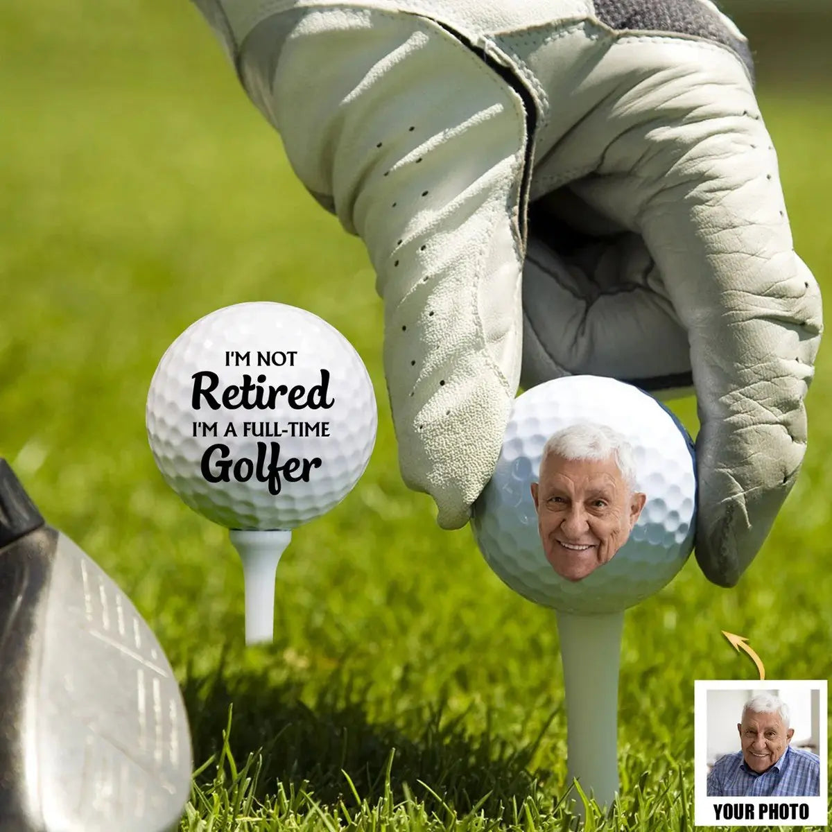 Golf Lovers - Custom Photo I'm Not Retired - Personalized Golf Ball Golf Ball The Next Custom Gift