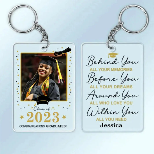 Graduation - Behind You All Your Memories - Personalized Acrylic Keychain (LH) Keychain The Next Custom Gift