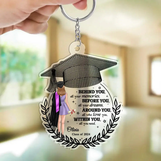 Graduation - Behind You All Your Memories - Personalized Acrylic Keychain (XX) Keychain The Next Custom Gift