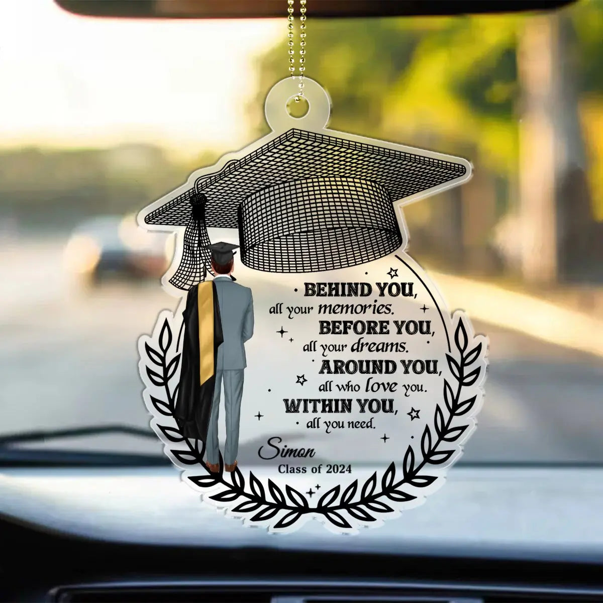 Graduation - Behind You All Your Memories - Personalized Car Ornament Keychain The Next Custom Gift