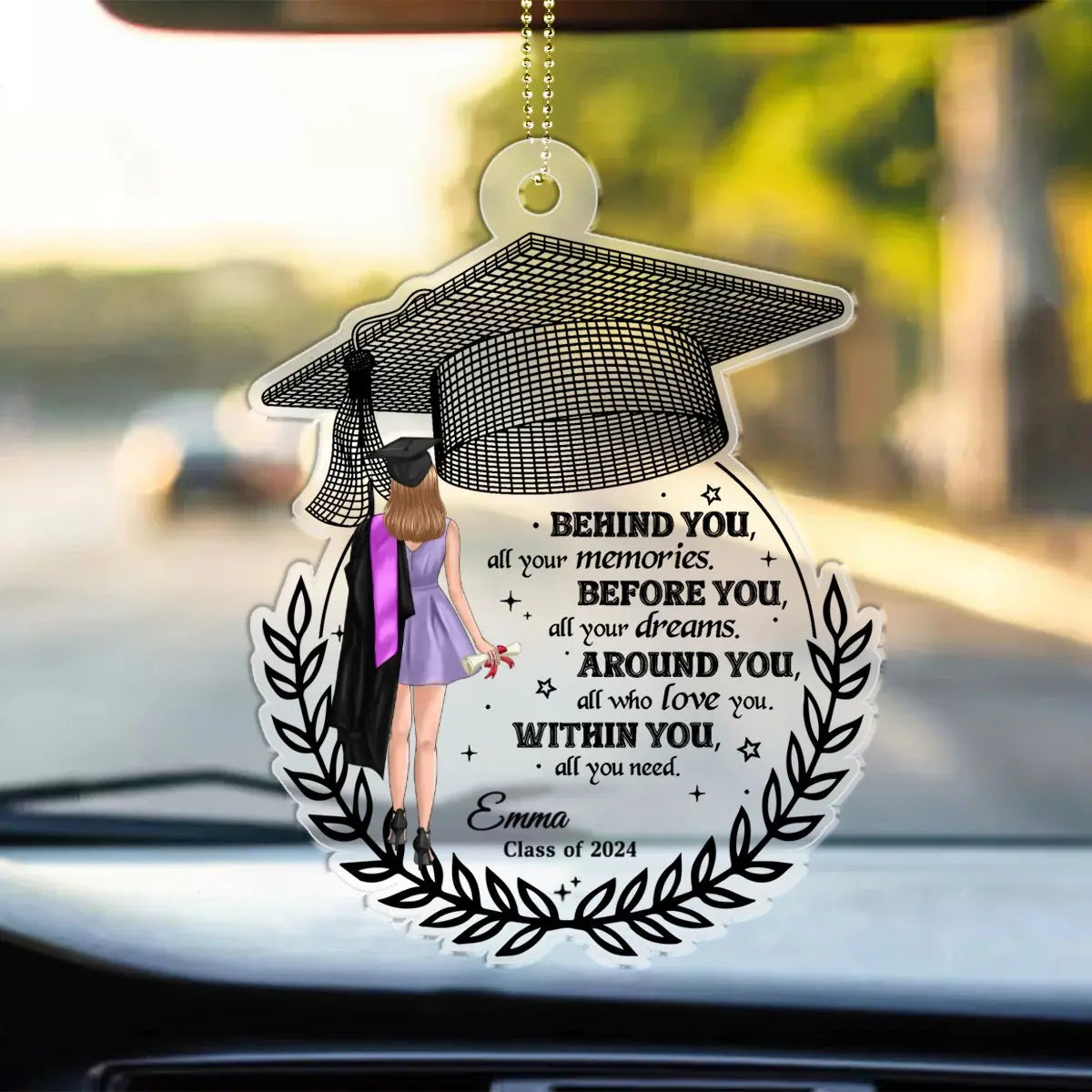 Graduation - Behind You All Your Memories - Personalized Car Ornament Keychain The Next Custom Gift