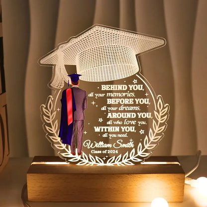 Graduation - Behind You All Your Memories - Personalized Shape Warm LED Night Light LED Night Light The Next Custom Gift