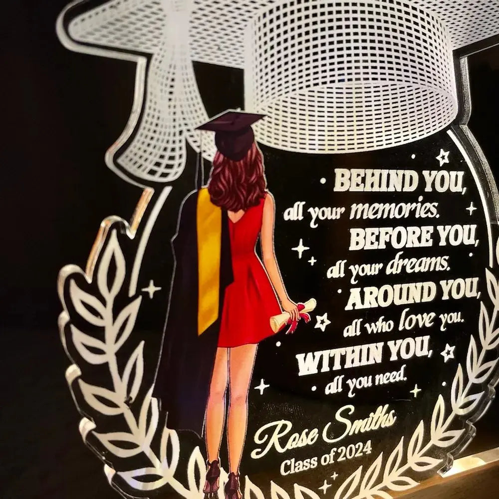 Graduation - Behind You All Your Memories - Personalized Shape Warm LED Night Light LED Night Light The Next Custom Gift