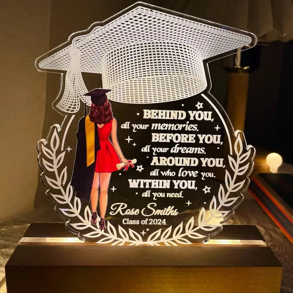 Graduation - Behind You All Your Memories - Personalized Shape Warm LED Night Light LED Night Light The Next Custom Gift