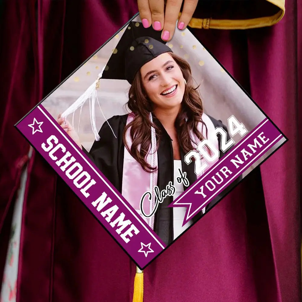 Graduation- Class Of 2024 Photo Graduation - Personalized Graduation Cap Topper Frame Light Box The Next Custom Gift