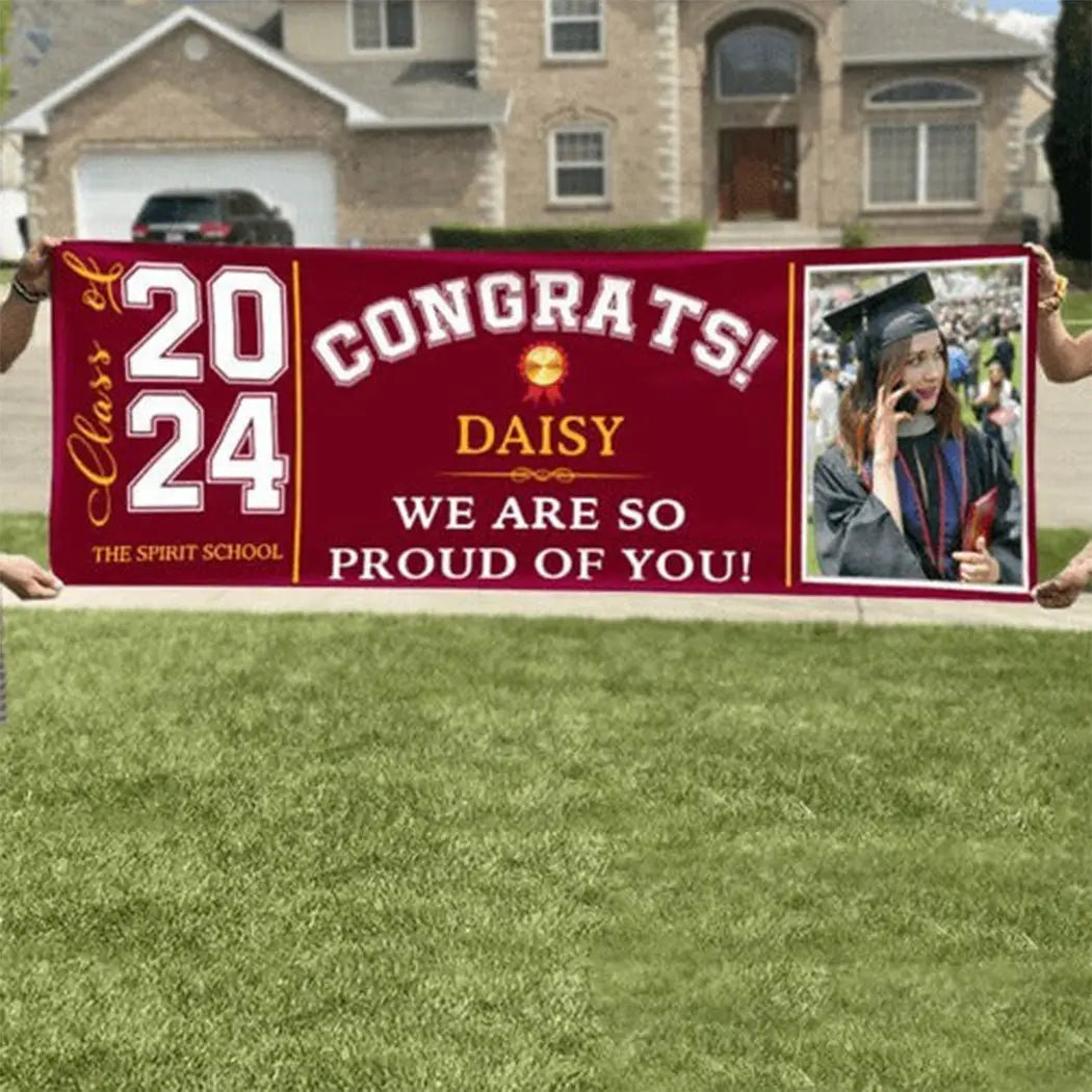 Graduation - Congrats Class of 2024 With Custom Image - Personalized Graduation Banner Banner The Next Custom Gift