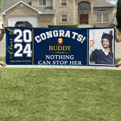 Graduation - Congrats Class of 2024 With Custom Image - Personalized Graduation Banner Banner The Next Custom Gift