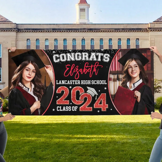 Graduation - Custom 2 Photos Congrats 2024 Graduate - Personalized Graduation Banner Banner The Next Custom Gift