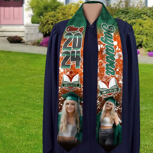 Graduation - Custom Photo And Name 2024 - Personalized Stoles Sash For Graduation Day (HB) Stoles Sash The Next Custom Gift