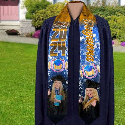 Graduation - Custom Photo And Name 2024 - Personalized Stoles Sash For Graduation Day (HB) Stoles Sash The Next Custom Gift