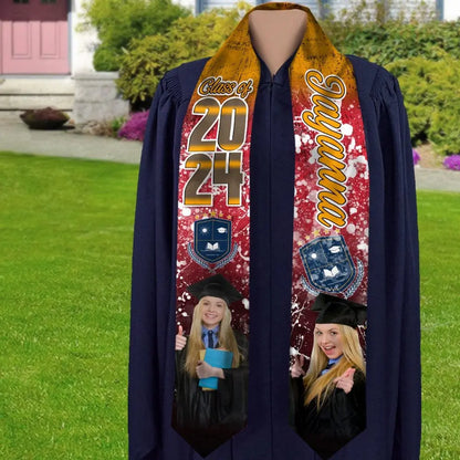 Graduation - Custom Photo And Name 2024 - Personalized Stoles Sash For Graduation Day (HB) Stoles Sash The Next Custom Gift