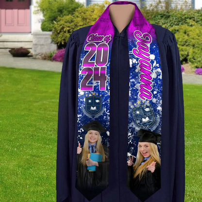 Graduation - Custom Photo And Name 2024 - Personalized Stoles Sash For Graduation Day (HB) Stoles Sash The Next Custom Gift