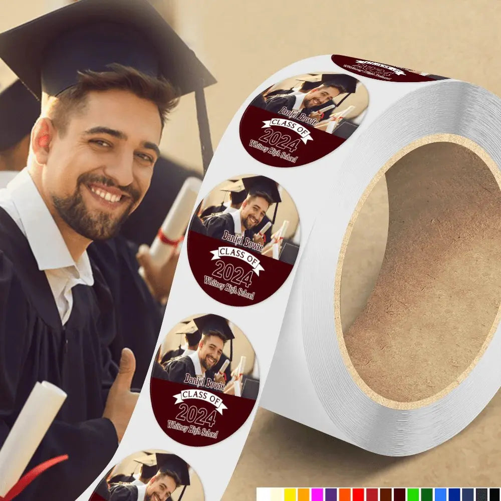 Graduation - Custom Photo And School Name Class Of 2024 - Personalized Roll Sticker  The Next Custom Gift