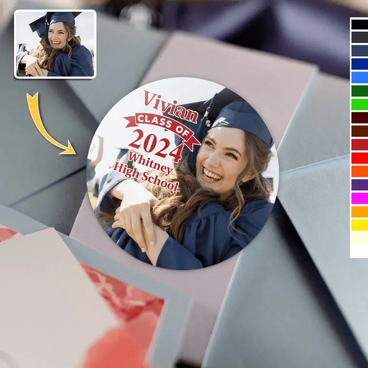 Graduation - Custom Photo Class Of 2024 Congrats Graduation - Personalized Roll Sticker  The Next Custom Gift