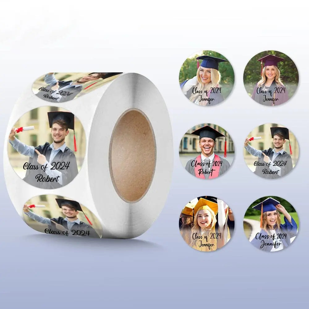 Graduation - Custom Photo Class Of 2024 Graduation - Personalized Roll Sticker  The Next Custom Gift