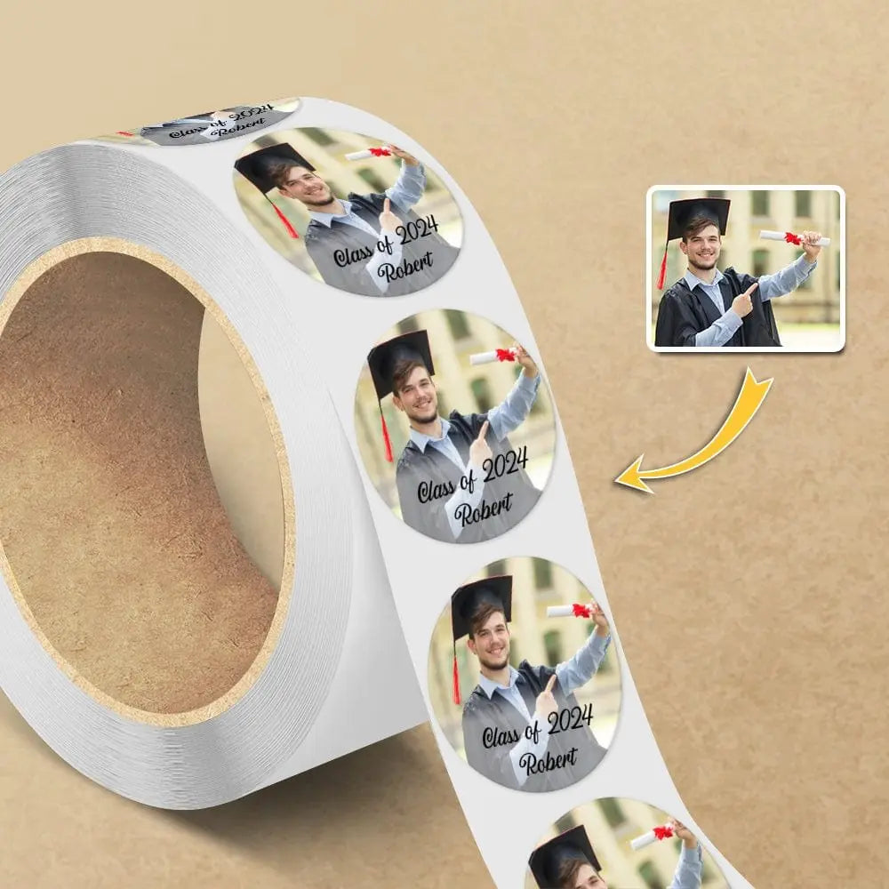 Graduation - Custom Photo Class Of 2024 Graduation - Personalized Roll Sticker  The Next Custom Gift