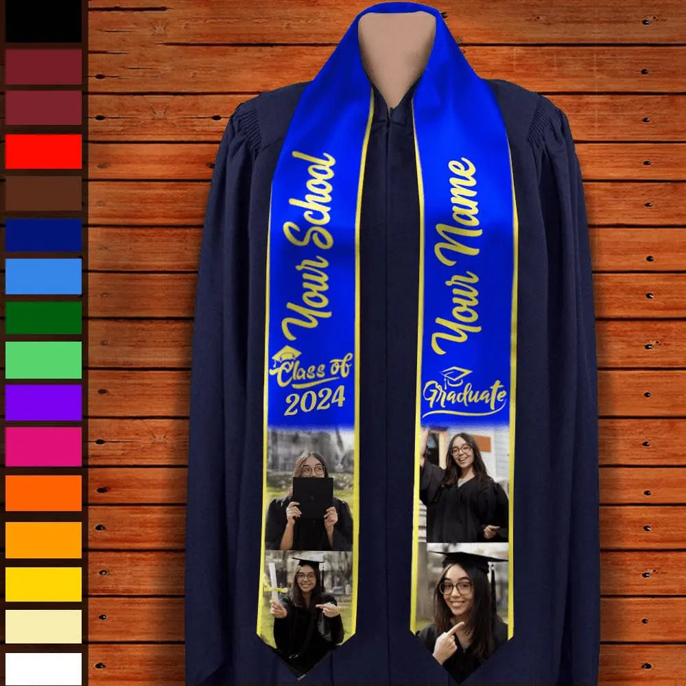 Graduation - Custom Photo Class of 2024 - Personalized Stoles Sash For Graduation Day Stoles Sash The Next Custom Gift