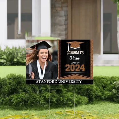 Graduation - Custom Photo Graduation Lawn Sign With Stake - Personalized Graduation Gift